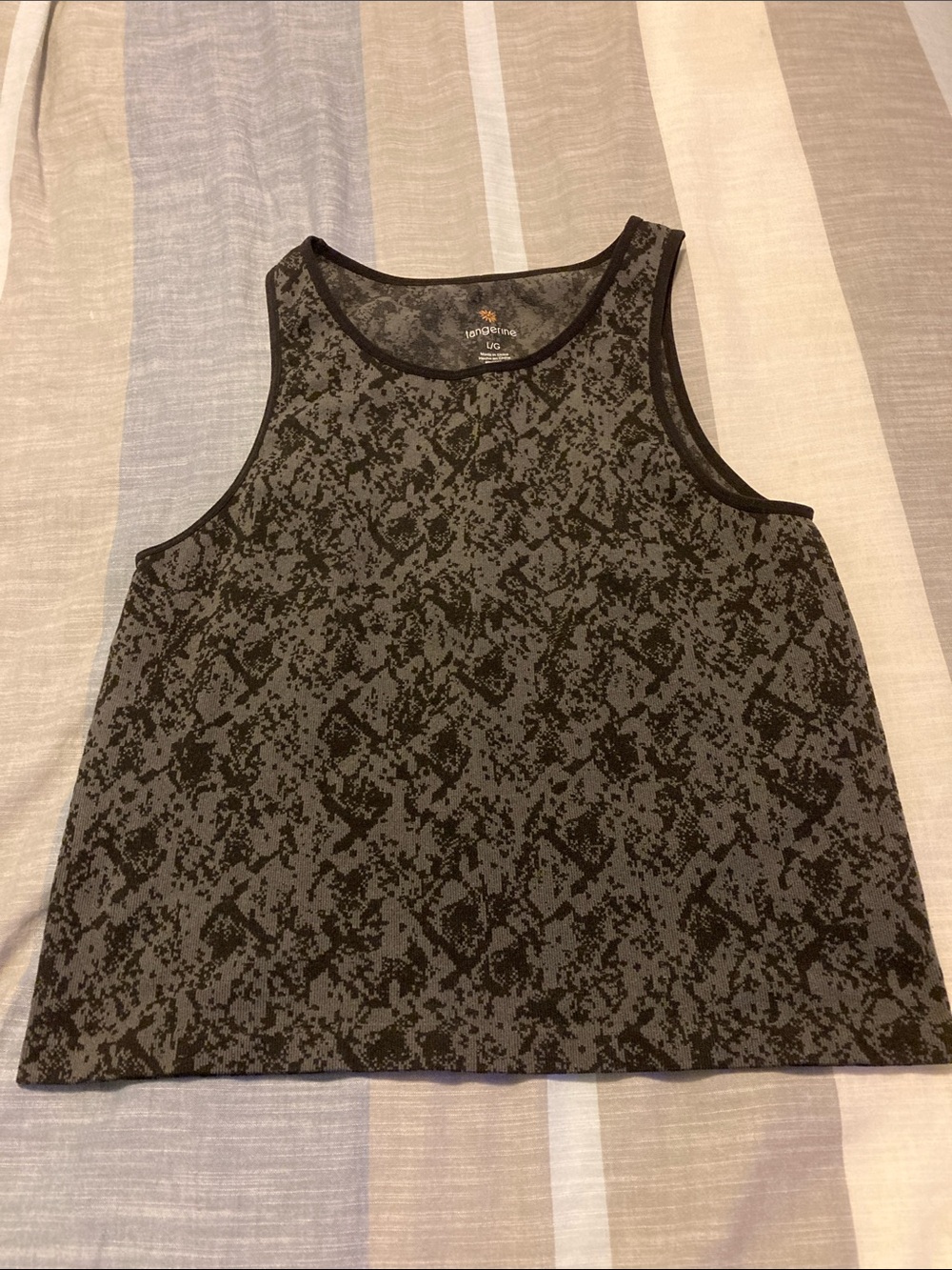 Tangerine Black and Gray Snake-Print Tank Top